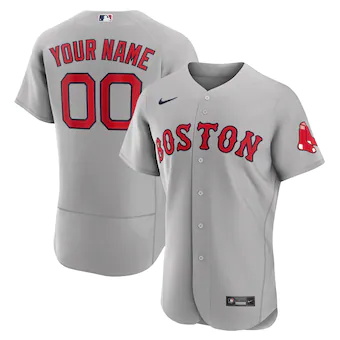 mens nike gray boston red sox road authentic custom jersey_